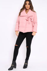 Rose Puffer Jacket with Tie Front - Lolamae