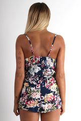 Lolly Navy Floral V Front Playsuit