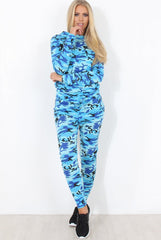 Blue Camo Loungewear Two Piece Set - Lolo