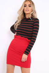 Black High Neck Stripe Crop Top - Londyn