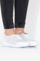 Lorraine White Sparkle Trainers
