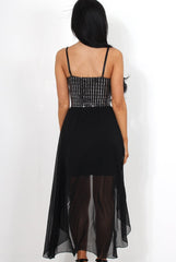 Lora Black Sparkle Drooped Back Dress