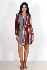 Lorda Wine Stripe Shirt Dress
