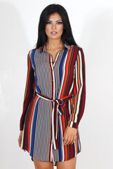 Lorda Wine Stripe Shirt Dress