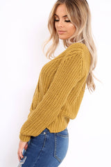Mustard Chunky Twist Knit Jumper - Loren
