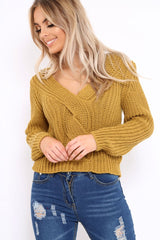 Mustard Chunky Twist Knit Jumper - Loren