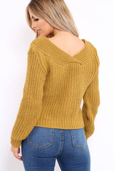 Mustard Chunky Twist Knit Jumper - Loren