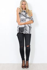 Lori White Paisley Cold Shoulder Shirt