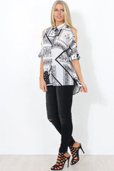 Lori White Paisley Cold Shoulder Shirt
