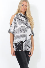 Lori White Paisley Cold Shoulder Shirt