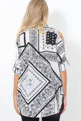 Lori White Paisley Cold Shoulder Shirt