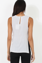 White Side Split Striped Top - Lorien