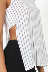 White Side Split Striped Top - Lorien