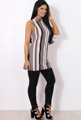 Lorina Pink Striped Side Split Top