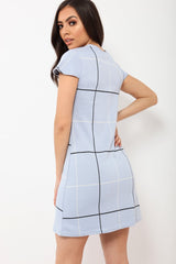 Lilac Check Print Mini Dress - Lorna