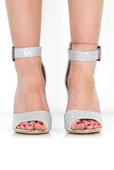 Lornah Silver Glitter Strappy Heels