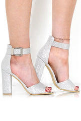 Lornah Silver Glitter Strappy Heels