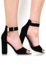 Lornah Black Suede Strappy Heels