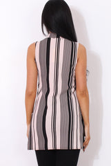 Lorina Pink Striped Side Split Top