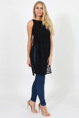Black Crotchet Side Split Top - Lottie