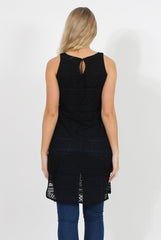 Black Crotchet Side Split Top - Lottie