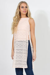 Pink Crotchet Side Split Top - Lottie