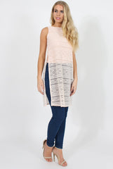 Pink Crotchet Side Split Top - Lottie
