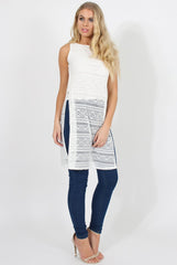 White Crotchet Side Split Top - Lottie