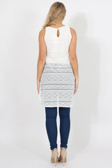 White Crotchet Side Split Top - Lottie