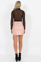 Black Flocked High Neck Bodysuit - Louisa