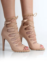 Louise Nude Lace Up Heels