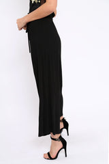 Black Paper Bag Waist Wide Legged Pleated Trousers - Louise