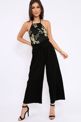 Black Paper Bag Waist Wide Legged Pleated Trousers - Louise