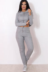 Fiona Grey Ribbed crop Loungewear set