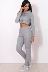 Fiona Grey Ribbed crop Loungewear set