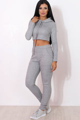 Fiona Grey Ribbed crop Loungewear set