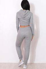 Fiona Grey Ribbed crop Loungewear set