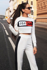 White And Black USA Side Stripe Tracksuit - Simmy