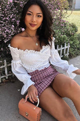 Pink Checked Bodycon Mini Skirt - Adaya