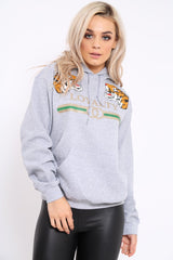 Grey Loyalty Tiger Slogan Sweatshirt - Tiffanie