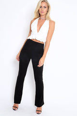 White Frill Hem Racer Back Crop Top - Lucie