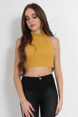 Lucy Mustard Knitted High Neck Top