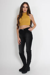 Lucy Mustard Knitted High Neck Top