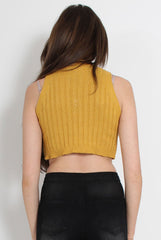 Lucy Mustard Knitted High Neck Top