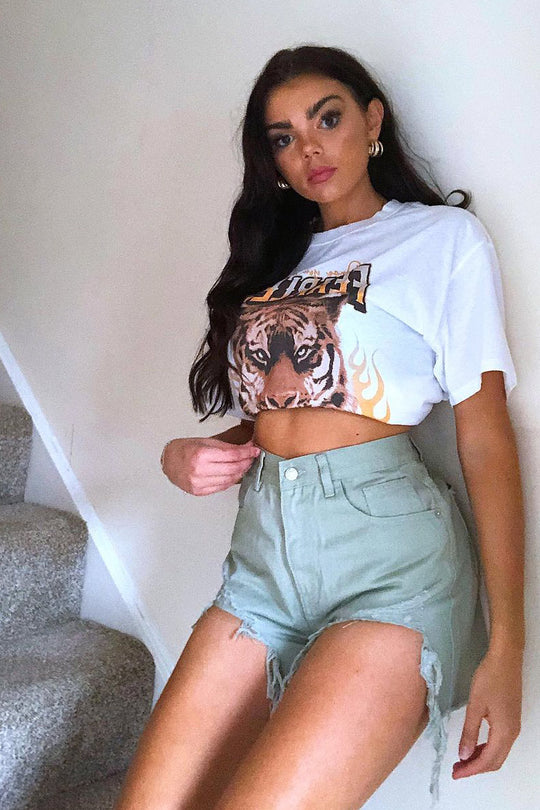 White Fearless Tiger Printed T-shirt - Makari