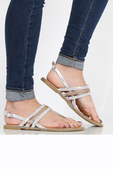 Silver Sparkle Sling Back Sandals- Lula