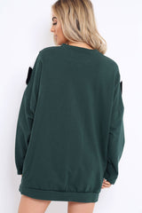 Green with White and Black Chevron Fur Jumper Dress- Lula