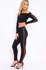 Black Stripe Ribbed Knit Co-ord - Luna