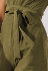 Khaki Tie Back Playsuit - Lunah