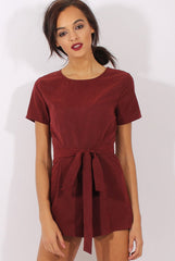 Wine Tie Back Playsuit - Lunah